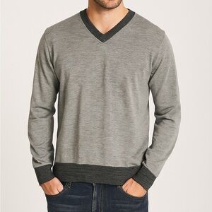 Theory Riland New Sovereign Slim Fit Gray V-Neck Sweater SIZE XXL